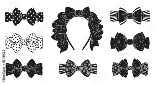 Collection of Stylish Black and White Bows and Headband Designs