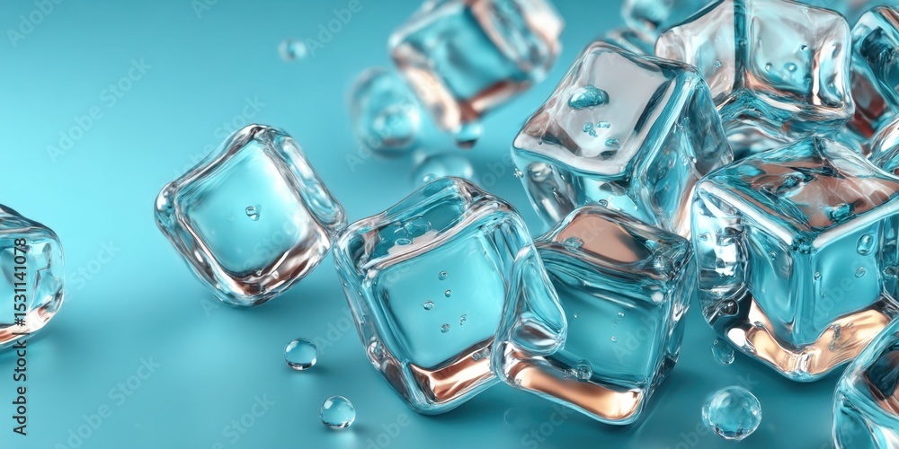 Ice cubes on surface banner Ice cubes on surface banner