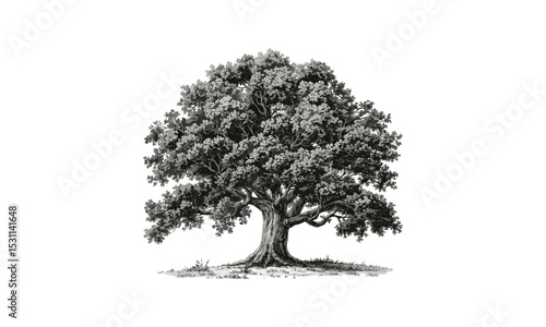 Vector illustration of walnut tree, hand drawn nut leaves, botanical walnut art, forest garden plant, tree branch sketch, edible plant clipart, countryside nut tree, transparent background.