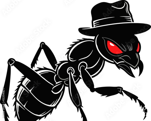 The Gangster Ant: Fierce Style with a Hat and Red Eyes