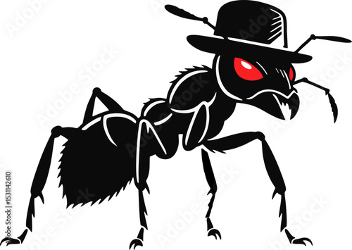 The Gangster Ant: Fierce Style with a Hat and Red Eyes
