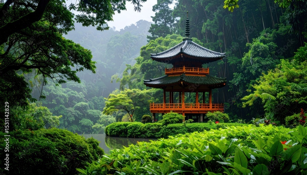 Scenic japanese garden sanctuary a tranquil pagoda amidst lush greenery nature Scenic japanese garden sanctuary a tranquil pagoda amidst lush greenery nature