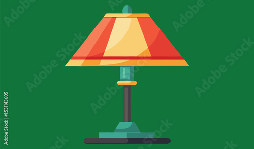 Modern table lamp with red and yellow shade