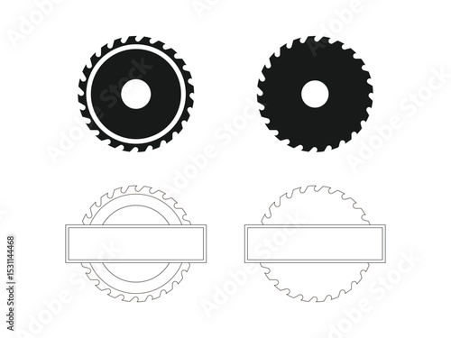 set of saw border frames design, sawmill vector illustration, isolated on transparent background