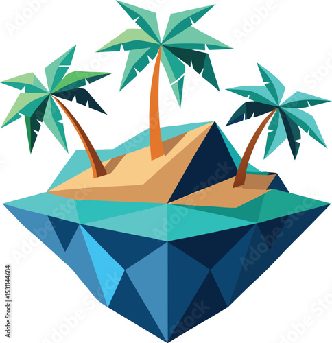 Geometric island with palm trees