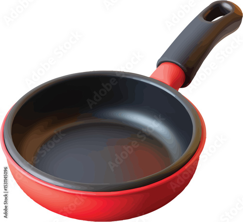 3d red and Black frying pan isolated on white