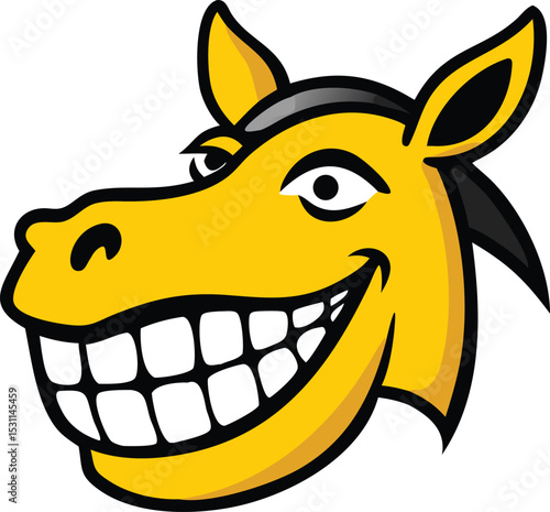 Funny cartoon horse mascot head with a big toothy grin