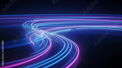 neon glowing light trail abstract, neon glowing light trail curve, neon glowing light trail path