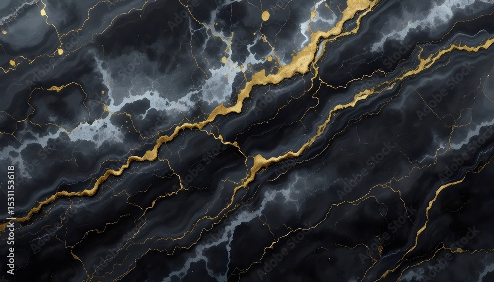 Fototapeta premium Luxury Black and Gold Marble Texture: Elegant Background Design