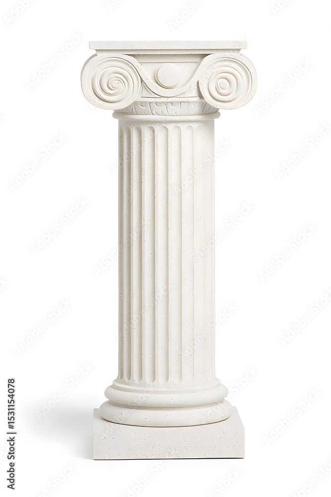 Close-up of an Ionic Order Column Isolated on White Close-up of an Ionic Order Column Isolated on White
