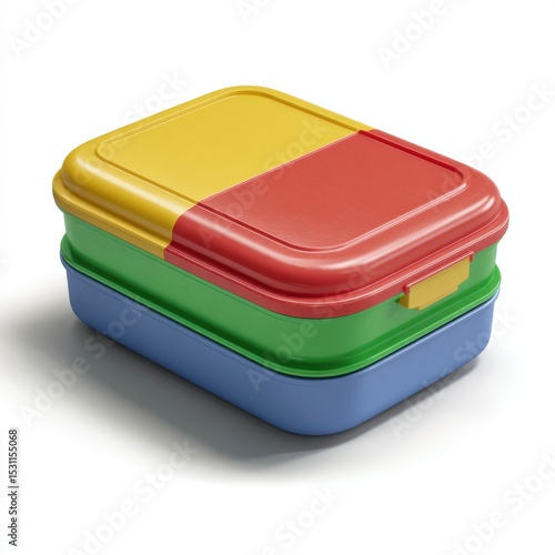 3D Illustration of School Lunch Box on White Background