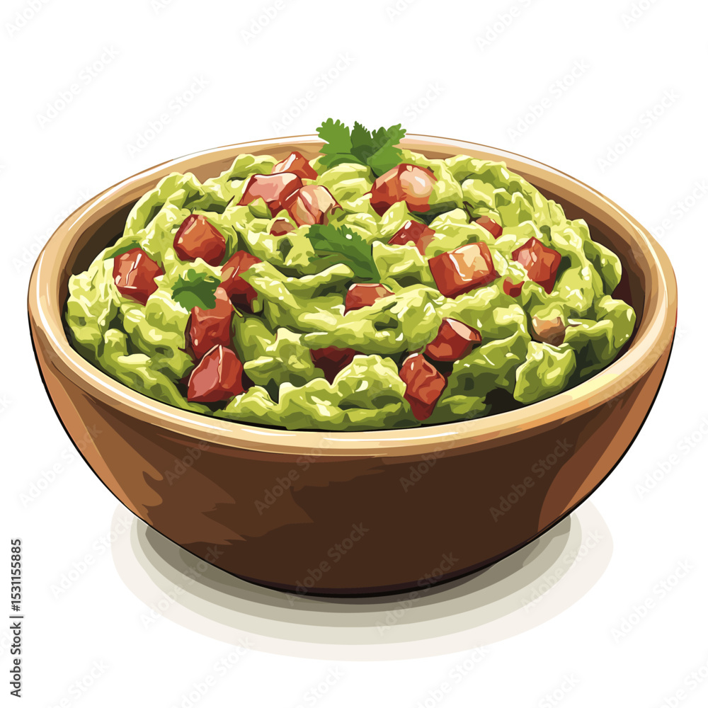Bowl of guacamole guac vector isolated on a white background Bowl of guacamole guac vector isolated on a white background