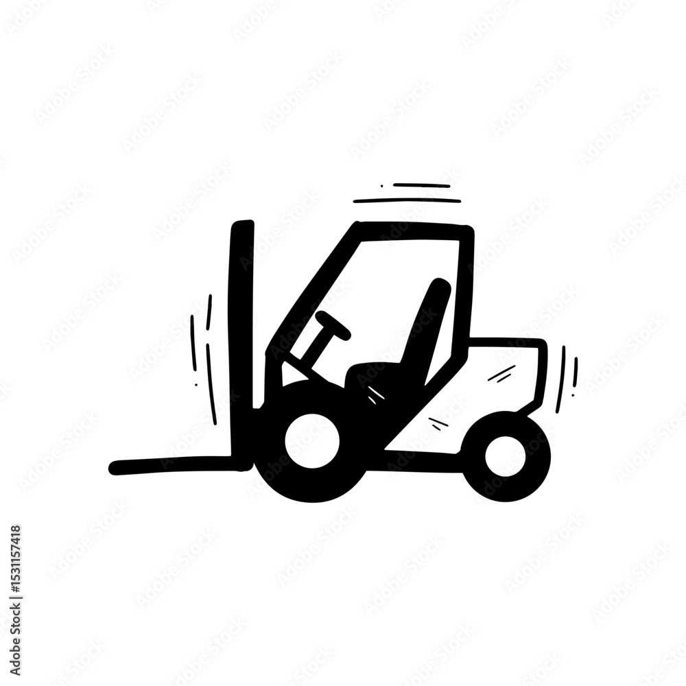 Naklejka premium Hand Drawn Forklift Illustration. Doodle Vector. Isolated on White Background - EPS 10 Vector