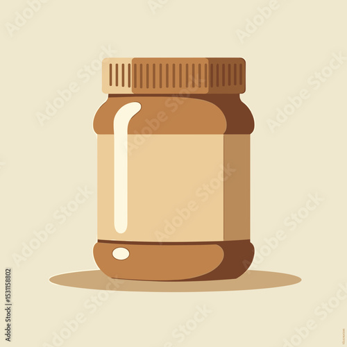 Smooth peanut butter jar with a simple design on a light background  