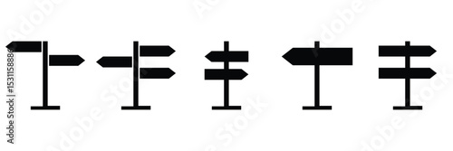 Signpost Icon Set – Directional Arrow Signs Vector Collection