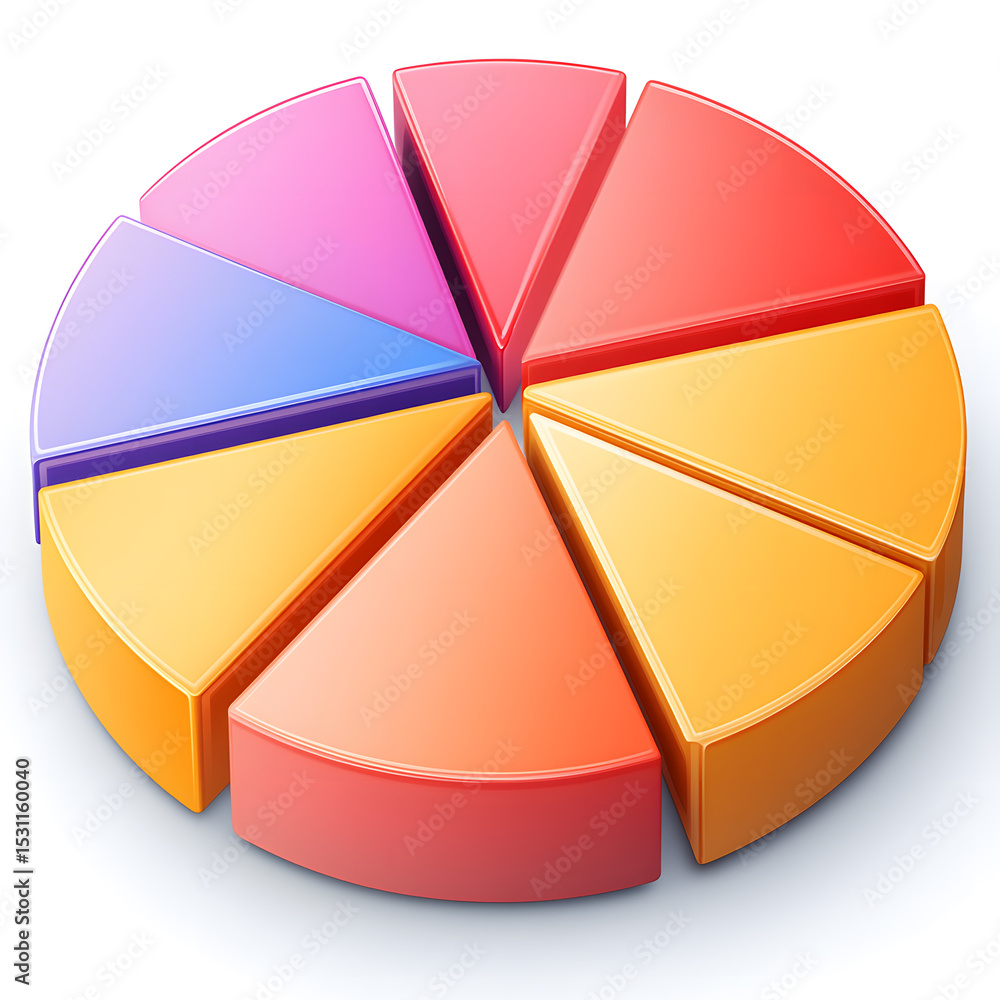 Obraz premium Colorful 3d pie chart data visualization segments