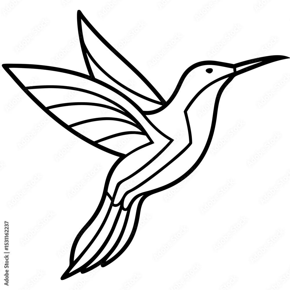 Obraz premium Abstract Hummingbird in Flight line art vector 