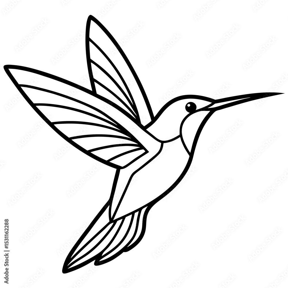 Fototapeta premium Abstract Hummingbird in Flight line art vector