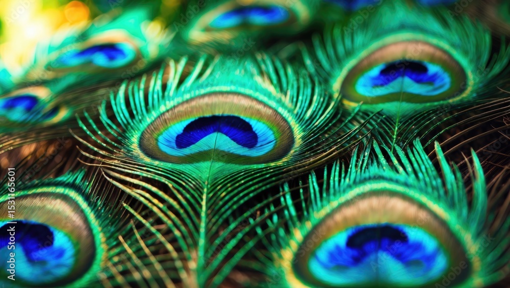 Fototapeta premium Vivid peacock feathers, Shallow Dof.