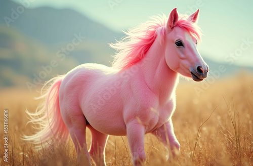 Pink pony on the background