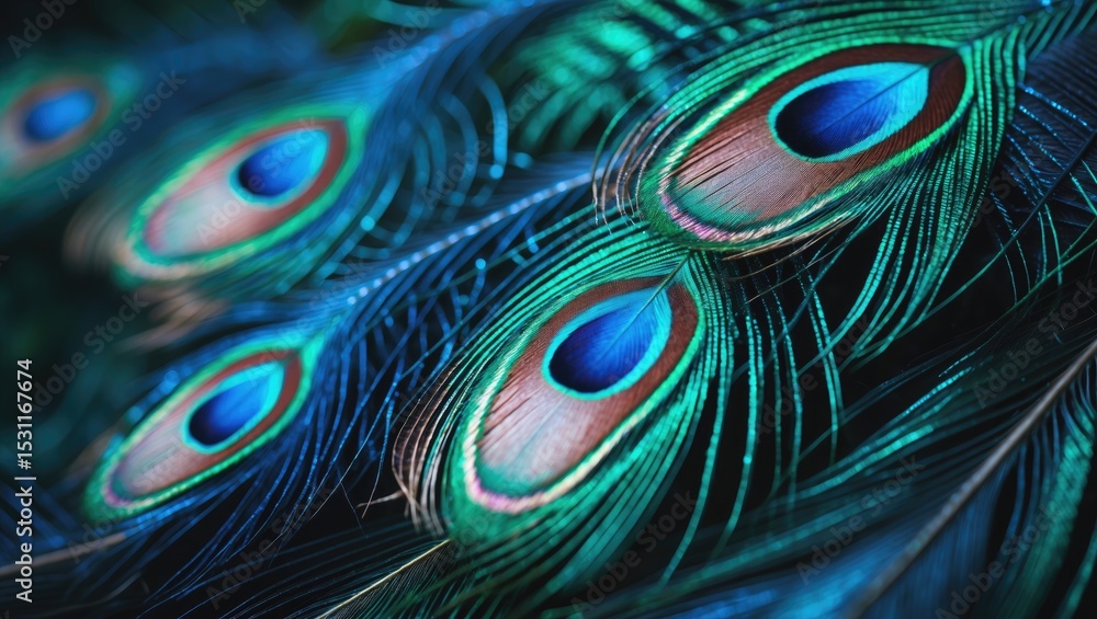 Obraz premium Elegant peacock feathers showcasing vibrant colors and intricate patterns