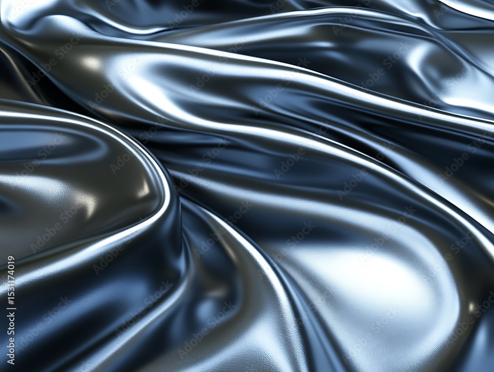 Fototapeta premium Iridescent Chrome Cloth Abstract Texture with Soft Folds and Ripples