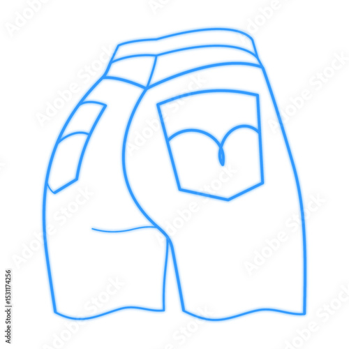 neon denim shorts outline icon