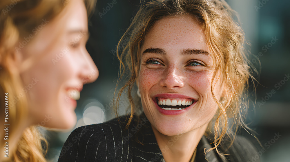 two blond young women laughing and having fun together in nature two blond young women laughing and having fun together in nature