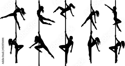 vector silhouette of a woman dancing pole dance
