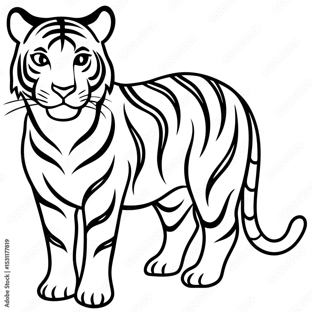 Obraz premium Tiger Trace line art vector 