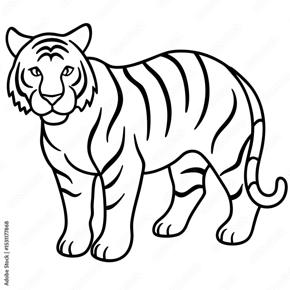 Fototapeta premium Tiger Trace line art vector 