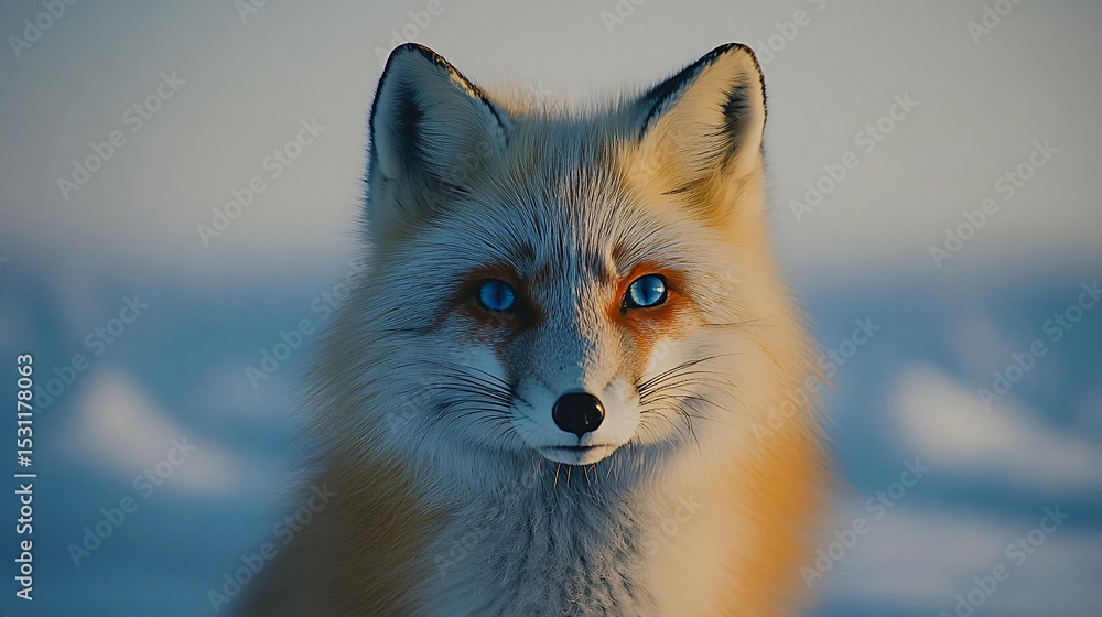 Portrait of a fox in snowy landscape Portrait of a fox in snowy landscape
