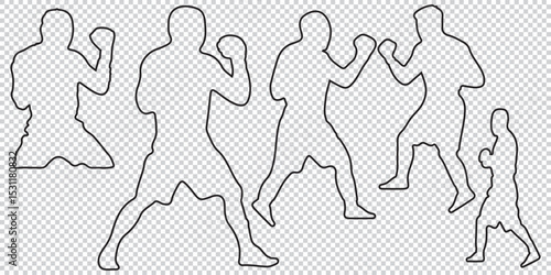 Set of silhouettes of boxer fighting EPS 10