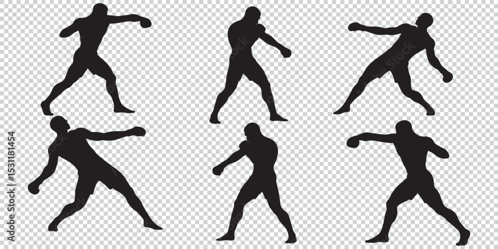 Fototapeta premium Silhouette of a boxer throwing a punch. Vector silhouette EPS 10