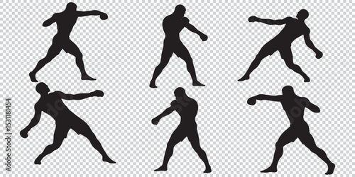 Silhouette of a boxer throwing a punch. Vector silhouette EPS 10