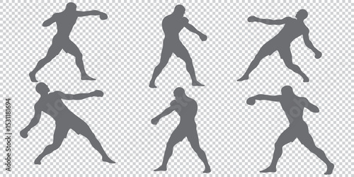 Silhouette of a boxer throwing a punch. Vector silhouette EPS 10