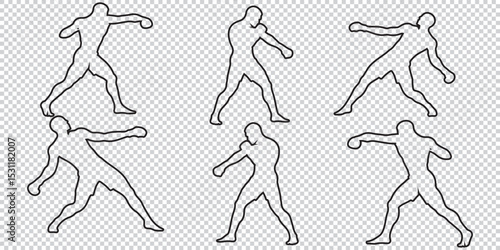 Silhouette of a boxer throwing a punch. Vector silhouette EPS 10