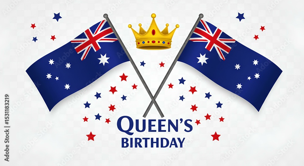 Obraz premium Celebrating Queen's Birthday with Australian Flags 