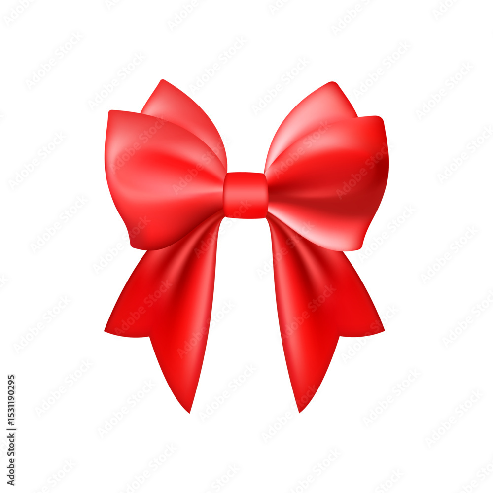 Fototapeta premium 3D Realistic red gift bow. Christmas, birthday and sale decoration.