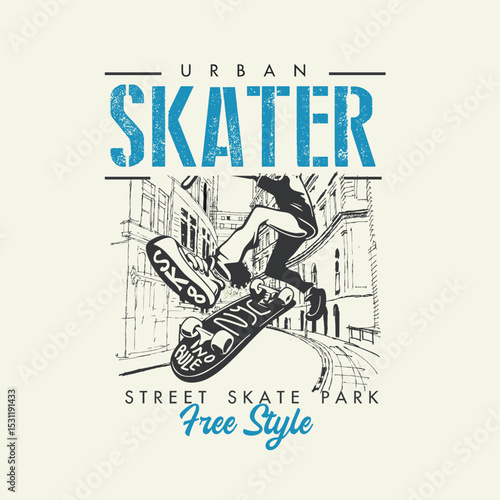 Urban Skater Street Skate park free style vector illustration