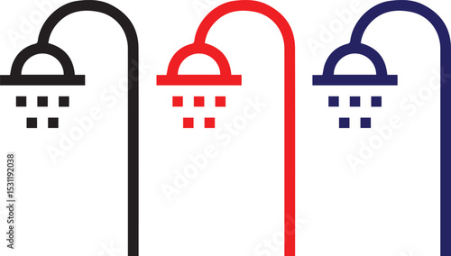 shower head, faucet, plumbing, fixture, bathroom, hardware, water, design, minimalist, modern, graphic, vector illustration