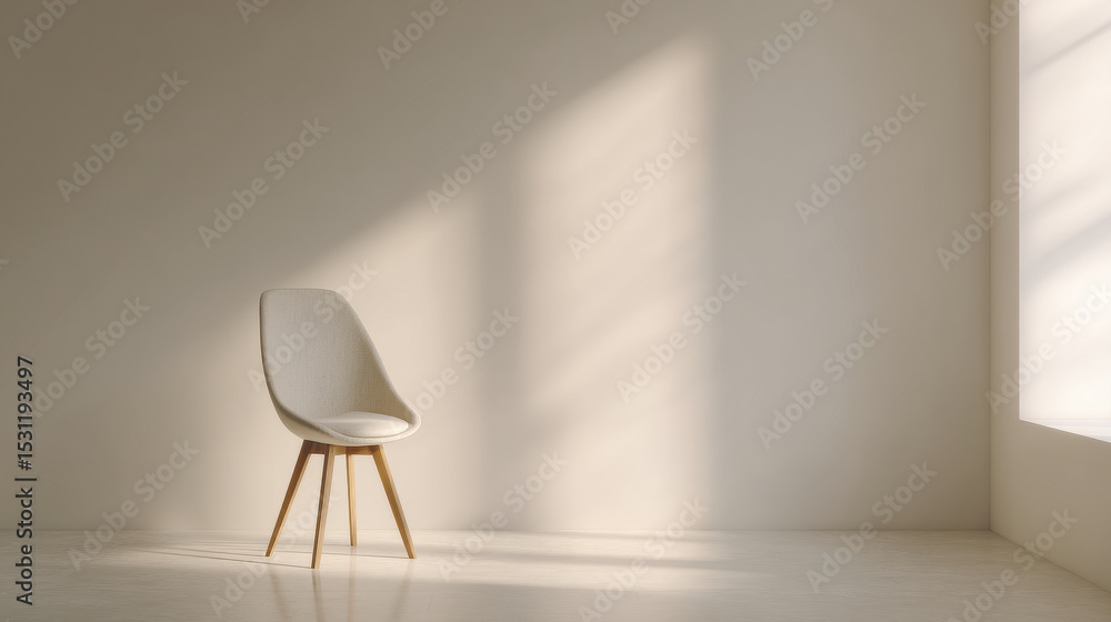 serene scandinavian minimalistic interior featuring single elegant chair softly illuminated by natural light serene scandinavian minimalistic interior featuring single elegant chair softly illuminated by natural light
