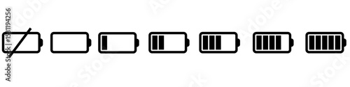 Battery charge icon vector set. indicator battery illustration sign collection. accumulator symbol or logo.