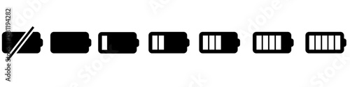 Battery charge icon vector set. indicator battery illustration sign collection. accumulator symbol or logo.