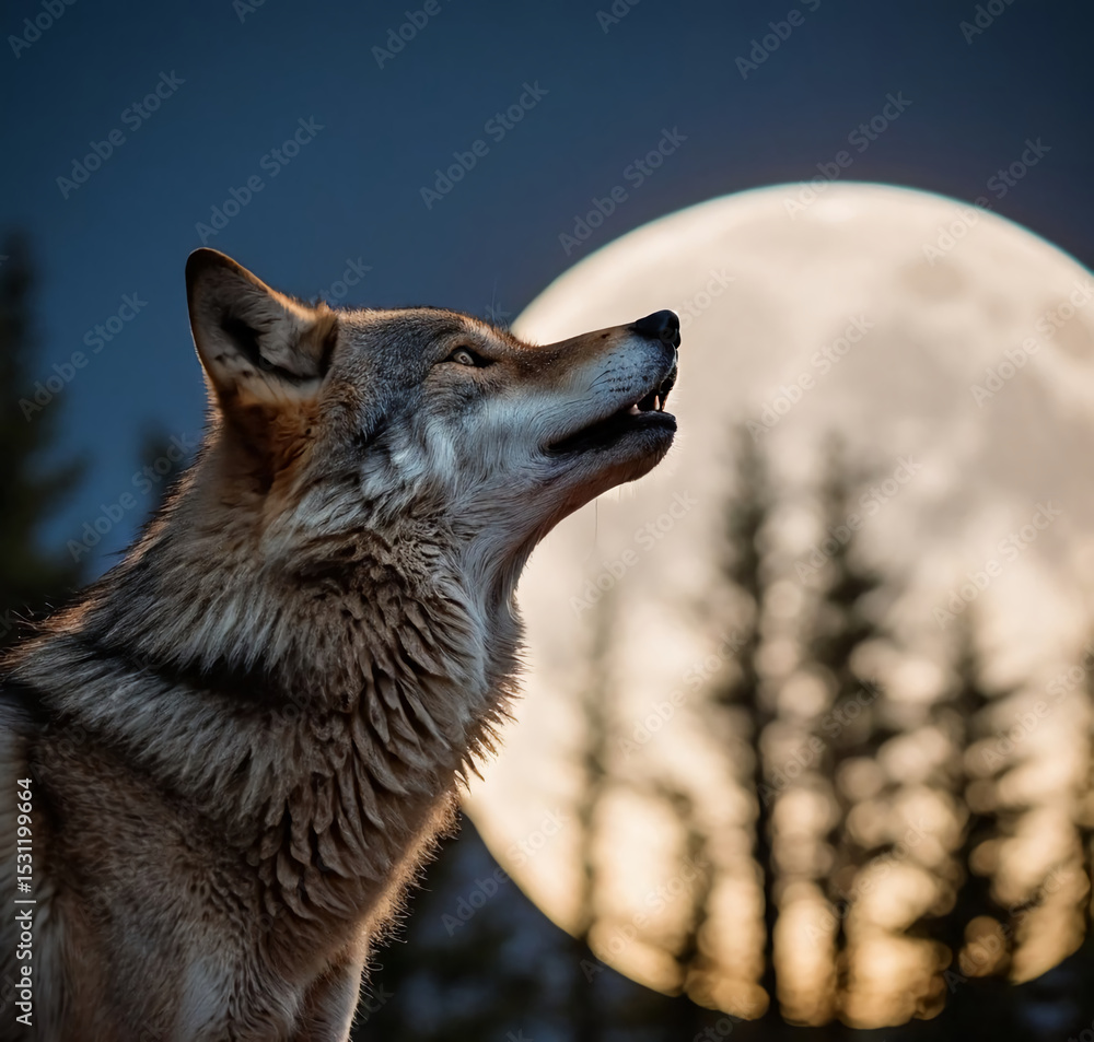 Naklejka premium Wolf bei Vollmond 6