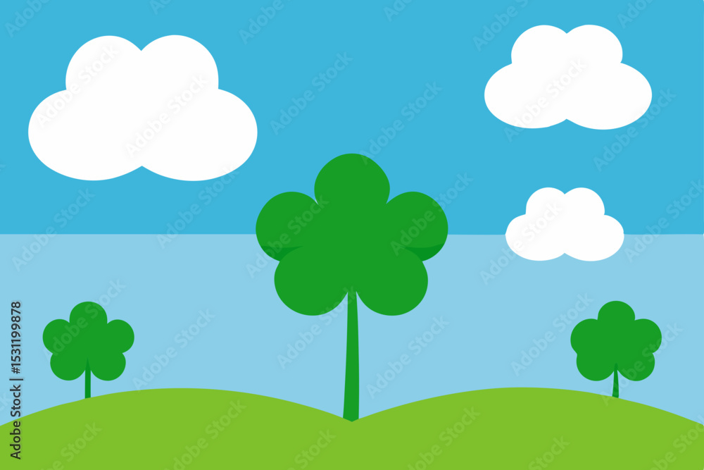 Fototapeta premium landscape with trees and clouds
