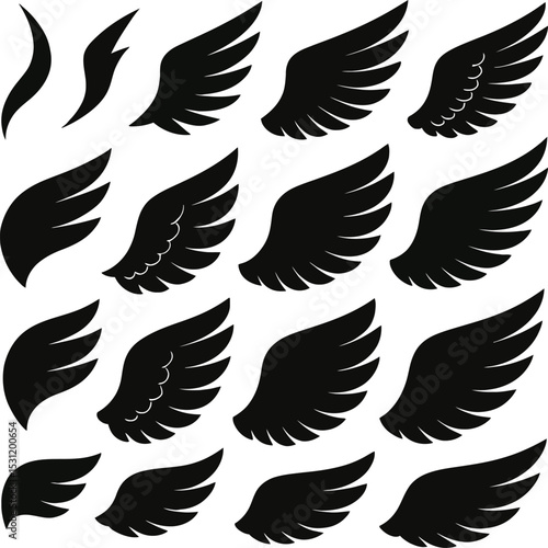 Seamless black wing and bird silhouette pattern symbolizing freedom and nature