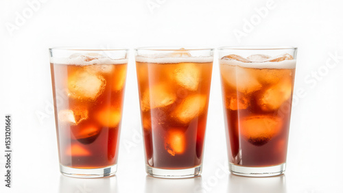 Wallpaper Mural Three Glasses of Refreshing Iced Tea with Ice Cubes on White Background Torontodigital.ca