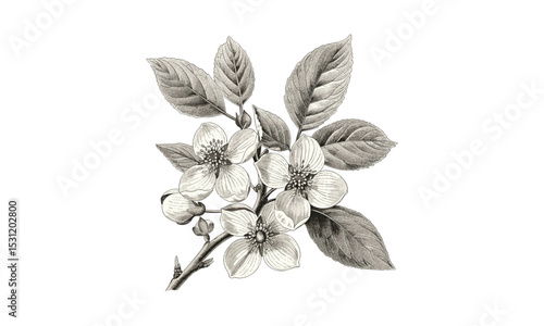 Cornus Canadensis Flower Vector Illustration, floral art design, nature inspired, wildlife illustration, spring flowers, botanical drawing, wild flora, garden plants, seasonal bloom.