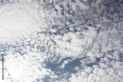 Blauer Himmel mit vielen kleinen Wolken.